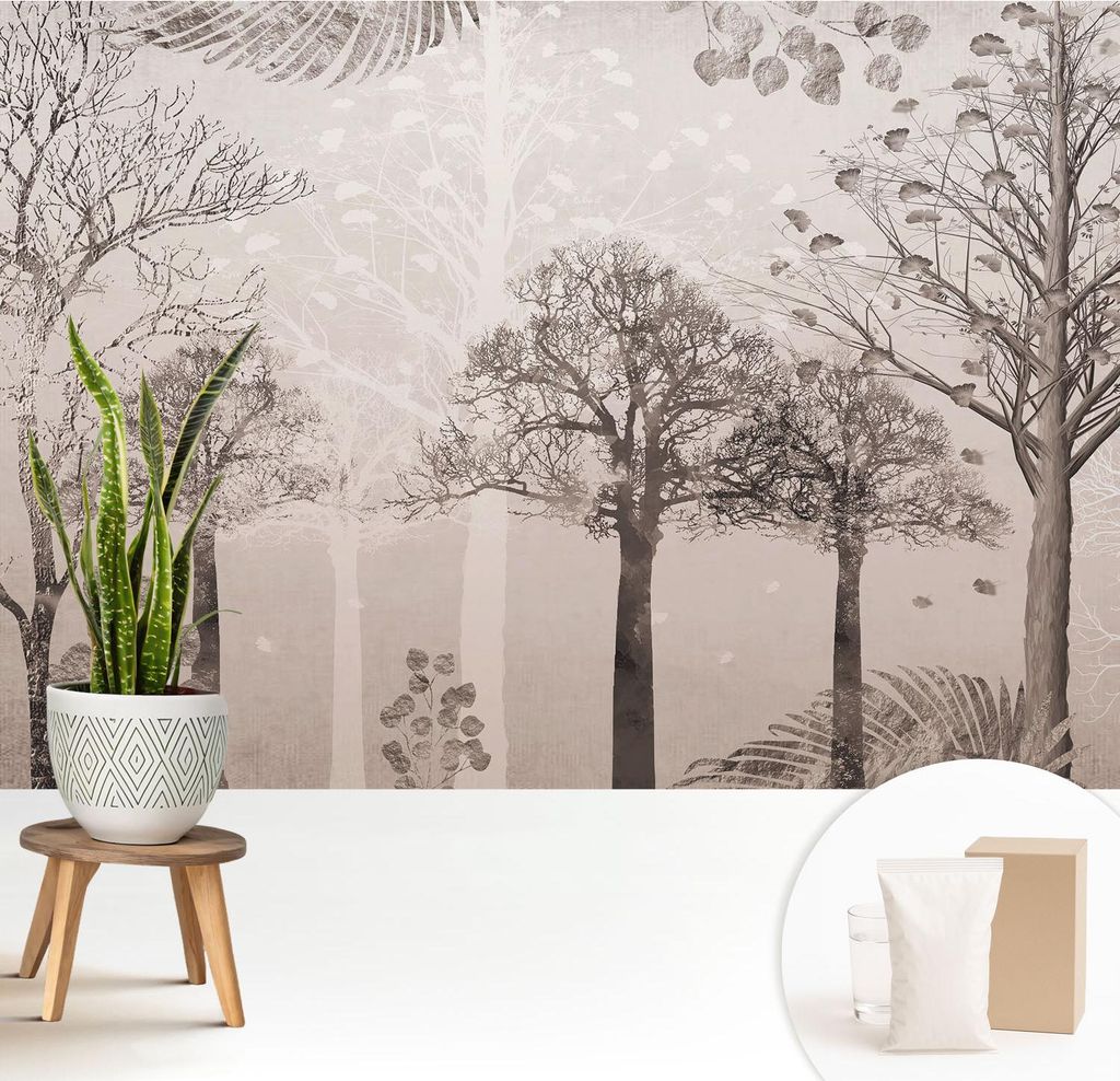 Fototapete - 208x146 cm - Tapete - Wandtapete - Wandbilder - Dekofolie - Tapete Folie - Wand - Dekoration - Wohnzimmer - Zarte Bäume