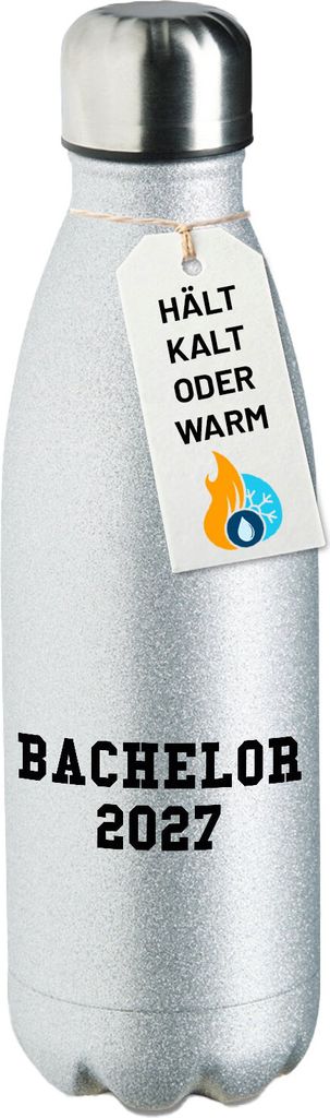 Huuraa Trinkflasche Bachelor 2027 Abschluss 500ml Silver Edelstahl Wasserflasche Trinkflasche Geschenkidee