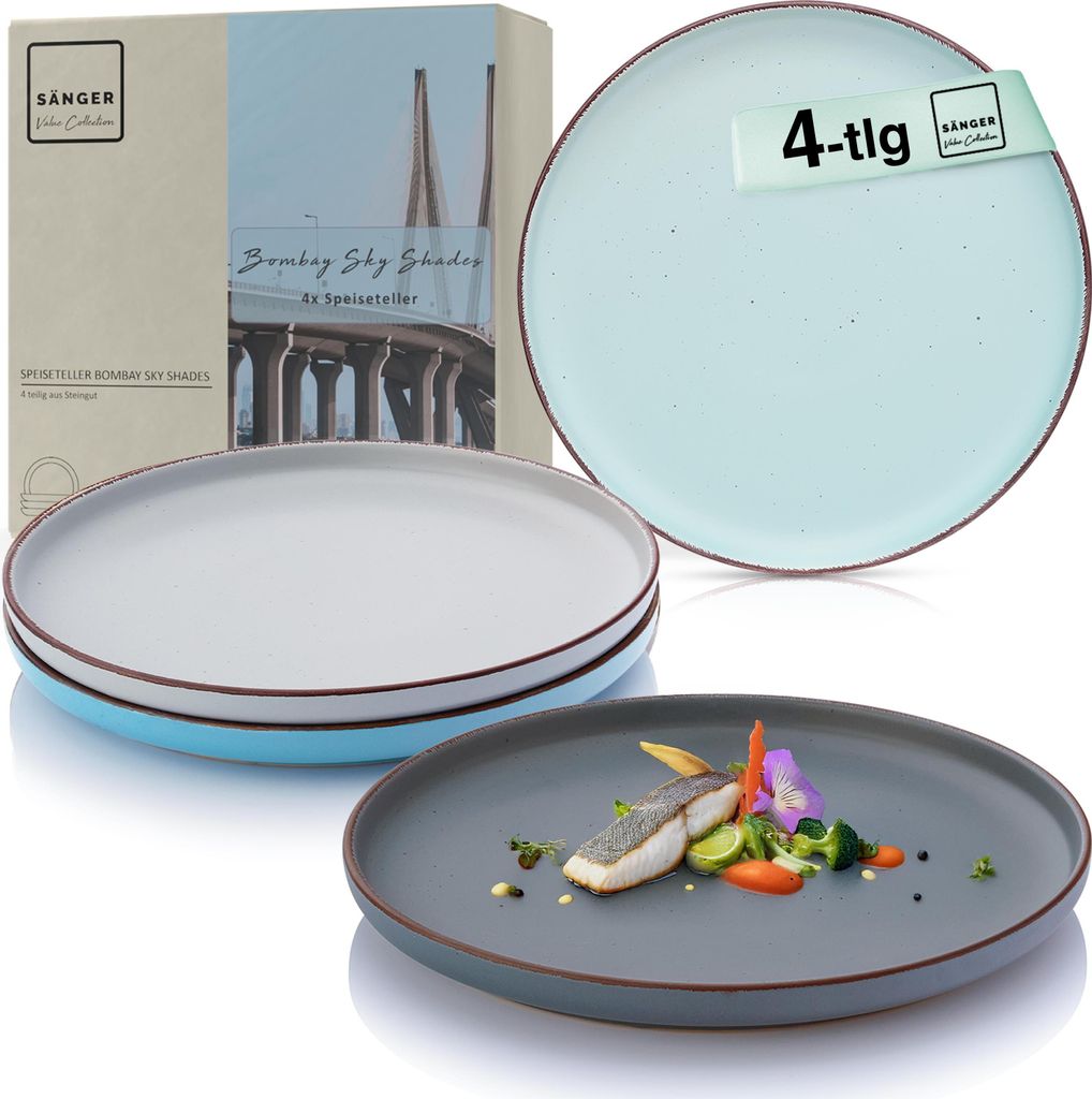 SÄNGER Steingut Speiseteller Bombay Sky Shades 4 teilig