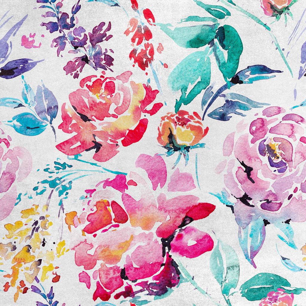 Royal Samt Stoff Polyester Zum Nähen - Motiv Aquarell Pfingstrosen 1