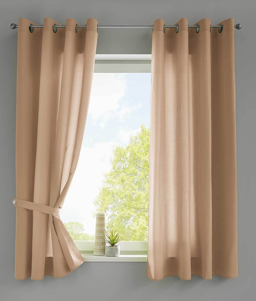 2er Set Vorhänge Schal Ösen »Berlin« HxB 145x140 cm Sand Produktbild 