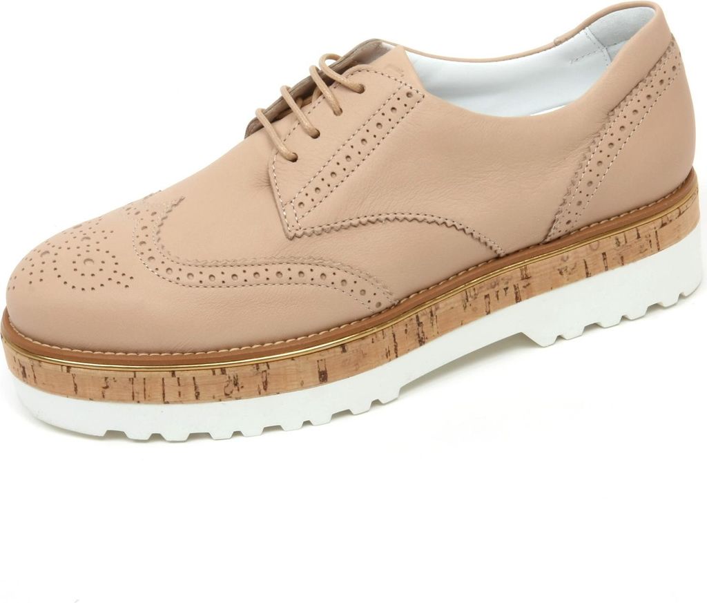C8066 Frau Englisch Schuh HOGAN H317 Route Kork Keil Derby beige Schuh Frau