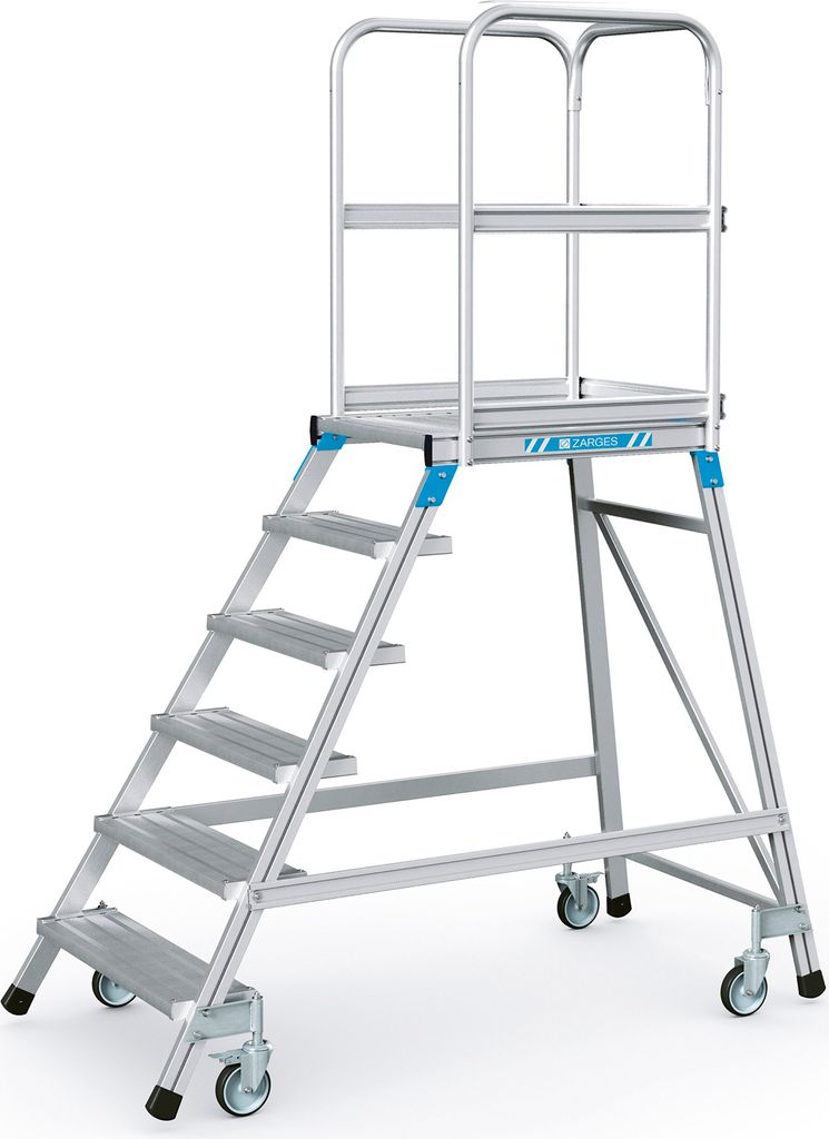 ZARGES Podesttreppe, einseitig 6 Stufen 41974