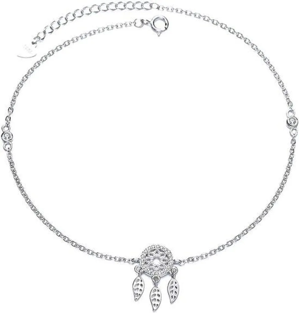 Bracelet rigide ajustable avec zircone et capteur de rêves en argent 25cm