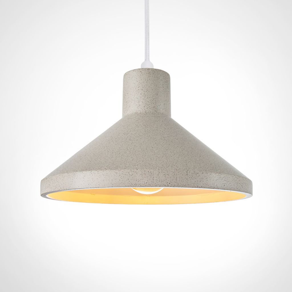 Pendelleuchte, E27, Lampe Für Wohnzimmer Esszimmer Küche, Höhenverstellbar Farbe Beton-Sandstein-Weiß