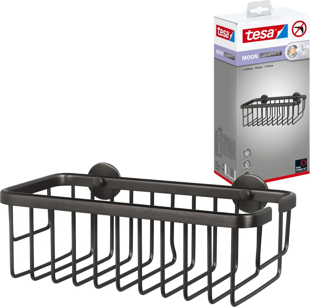tesa MOON Cestino Doccia Grafite PVD 40596: Eleganza Senza Fori