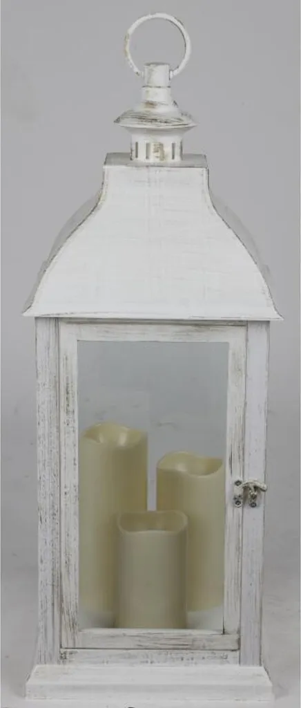 Grande lanterne décorative 59cm avec 3 bougies LED et fonction timer - 6