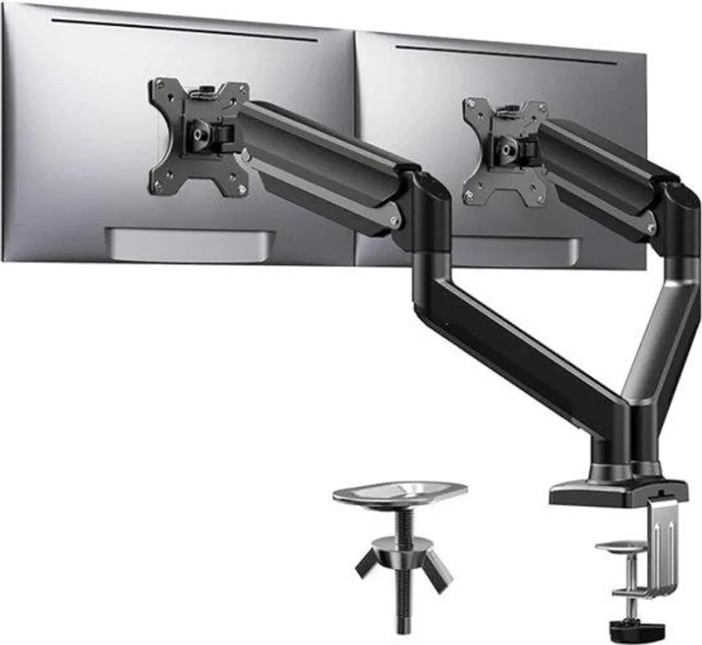 Support pour deux écrans réglable ergonomique noir - Double bras VESA