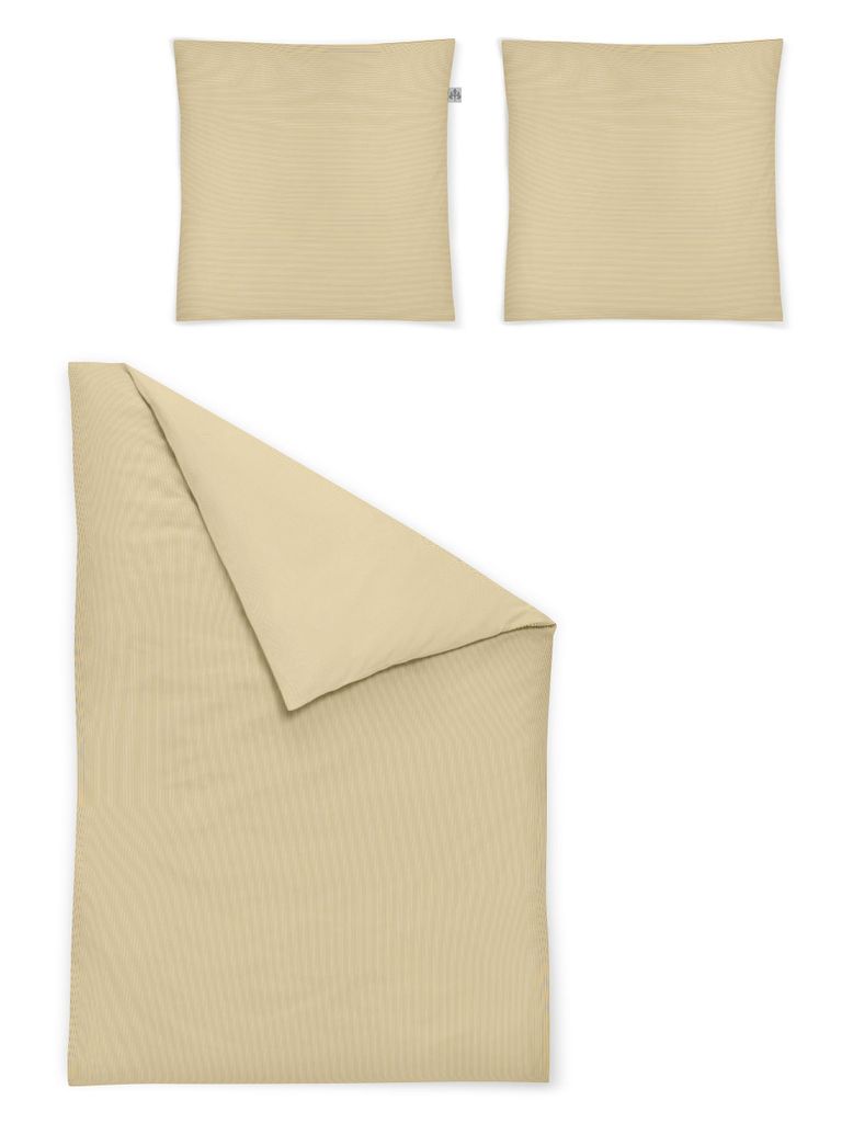 LOESCHEN Irisette Mako-Satin Bettwäsche-Garnitur Dina Florenz 8466 Farbe gold-40 Größe 140x200 + 90x70 cm