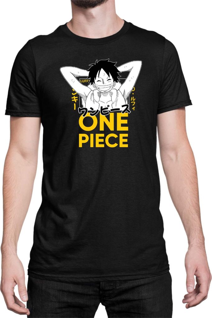 Herren T-Shirt Japan Anime Manga One Manga Piece Anime Luffy 03 Smile, Man L / Schwarz