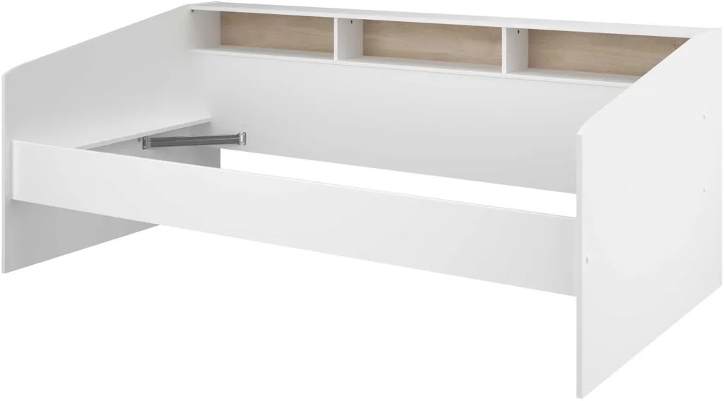Lit junior Sleep 90x200 cm blanc et chêne avec étagères intégrées - 9