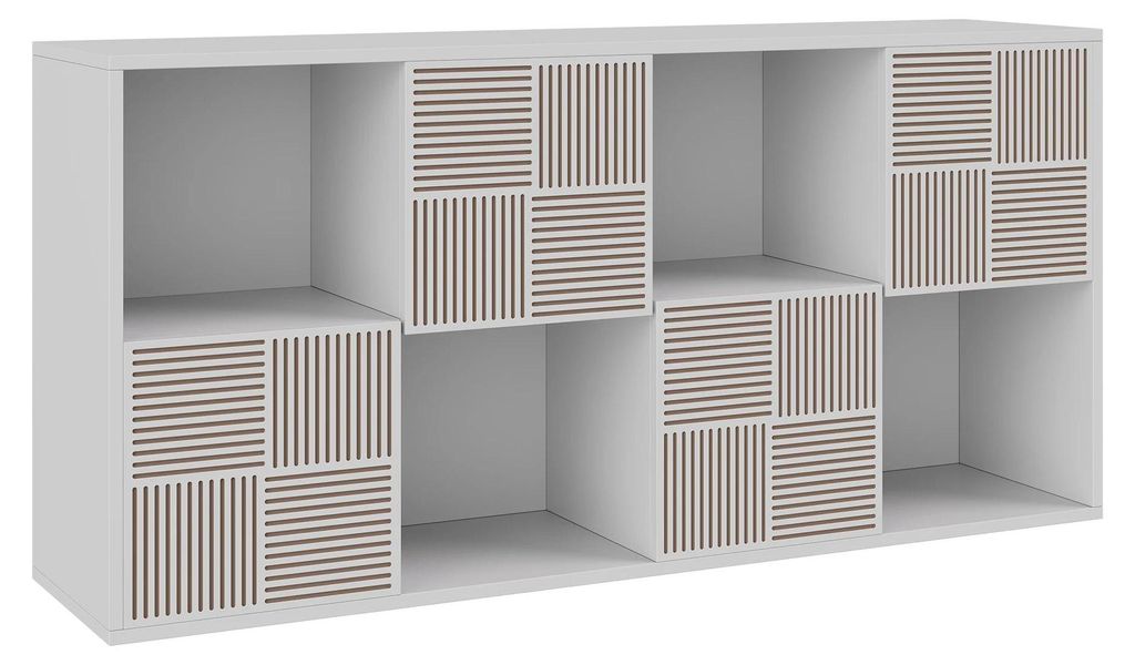 Würfelregal für Wohnzimmer & Kinderzimmer - Bücherregal/Aufbewahrungsregal - 8 Fächer - Modular - Holzrahmen - Weiß