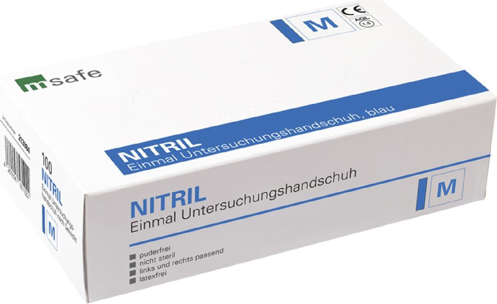 msafe NITRIL Einmal Untersuchungshandschuhe puderfrei blau Produktbild 