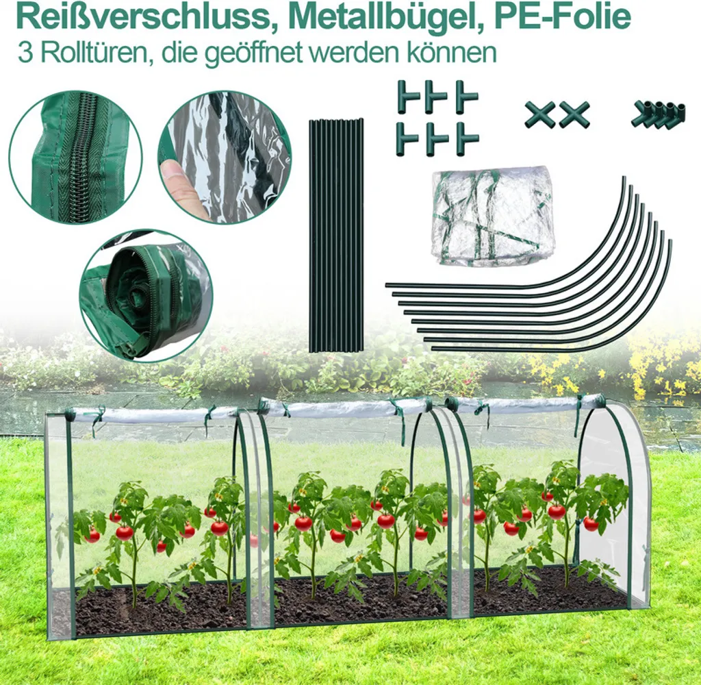 Serra per Pomodori Jopassy 270x90x90cm | Struttura Acciaio e PVC - 3