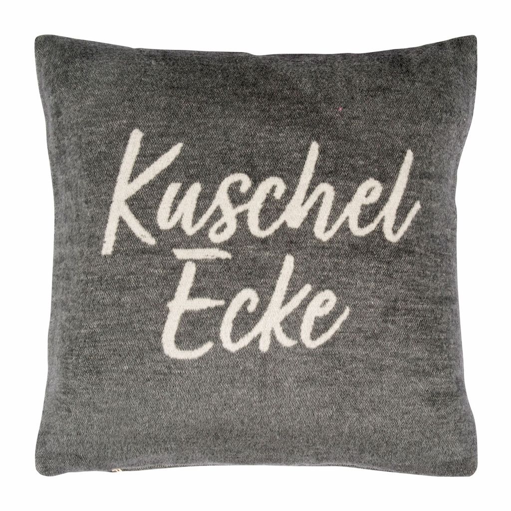 pad Kissenhülle Snug 45 x 45 grau mit Schriftzug aus Produktbild 