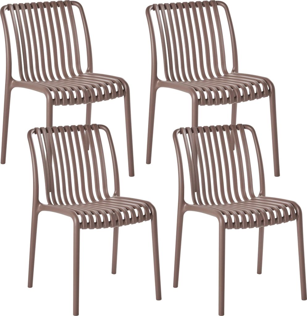 BELIANI Esszimmerstuhl 4er Set Braun Kunststoff Stapelbar ohne Armlehnen Modernes Design Indoor & Outdoor Stuhlset Plastikstuhl Kunststoffstuhl