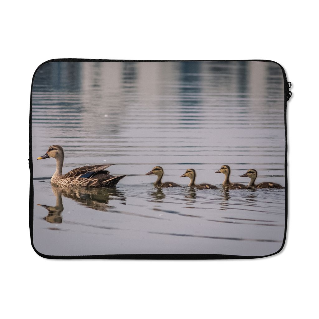 MuchoWow Laptop Hülle 15 Zoll Ente - Wasser - Vogel - Braun Laptoptasche - Laptoptasche - Sleeve - Rundum-Schutz