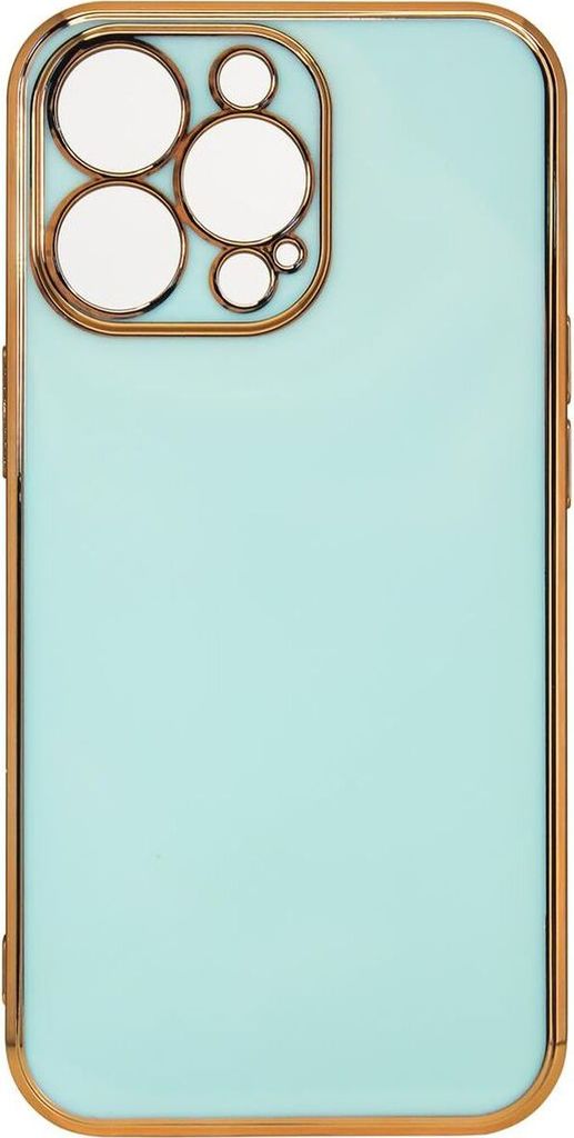 Lighting Color Case Schutz-Hülle mit Kameraabdeckung Schutz Rahmen kompatibel mit iPhone 13 Pro Mintgrün-Gold