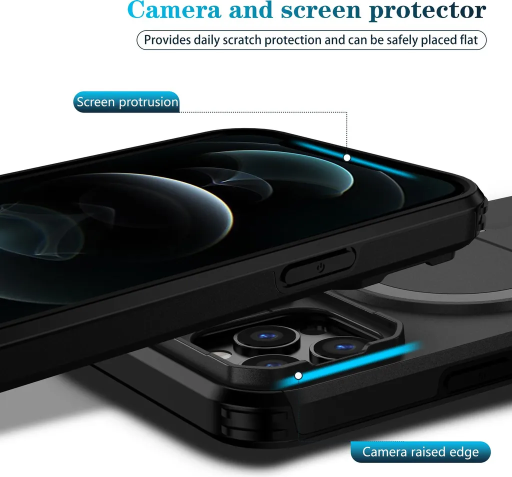 Cover iPhone 12 Pro Max Nera con Supporto e Protezione Fotocamera - 7