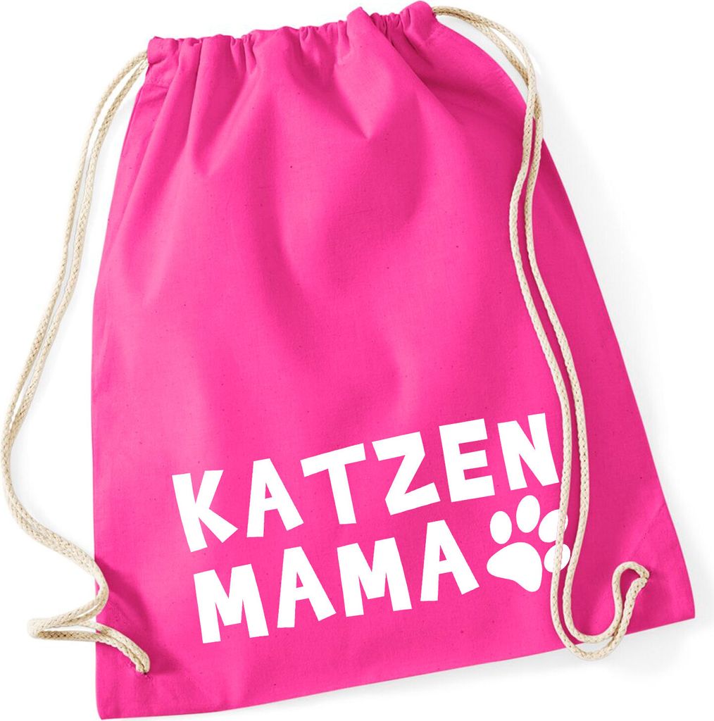 Huuraa Turnbeutel Katzenmama Tapse 12 Liter Fuchsia Baumwolle Rucksack Geschenkidee