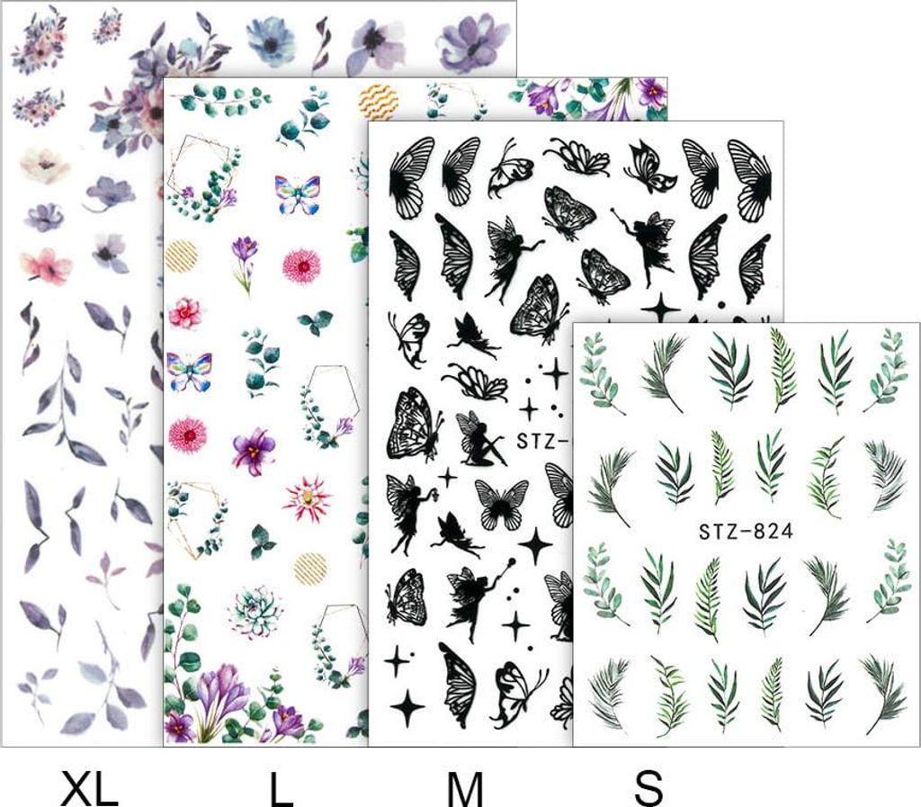 Selbstklebende Nagelsticker Blumen Aufschriften CA-362