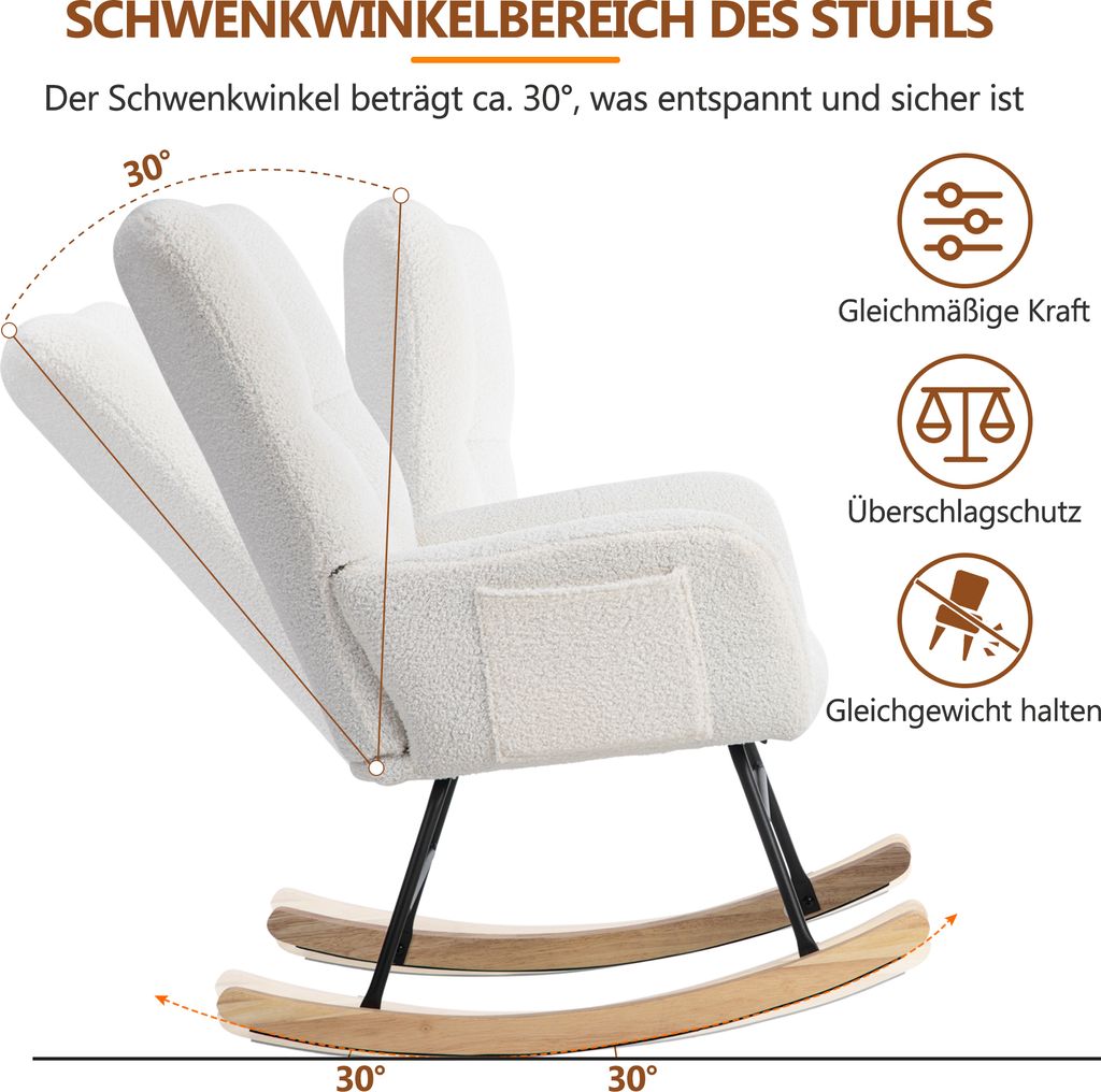 okwish Schaukelstuhl Sessel mit Fußhocker, Metallgestell Produktbild 5