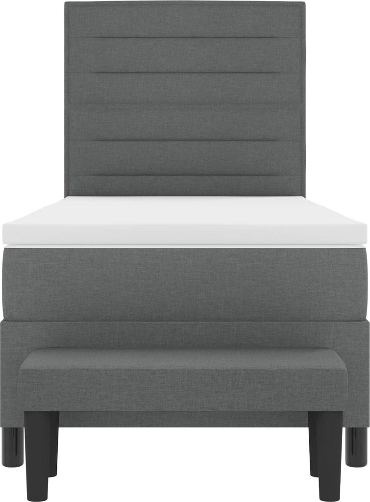 vidaXL Boxspringbett mit Kissen Dunkelgrau 90 x 190 cm Stoff