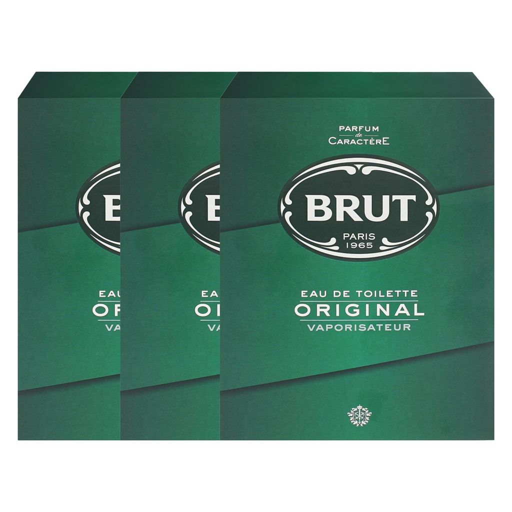 3 x Brut Original EDT je 100ml Spray per Uomo Eau De Immagine del prodotto 