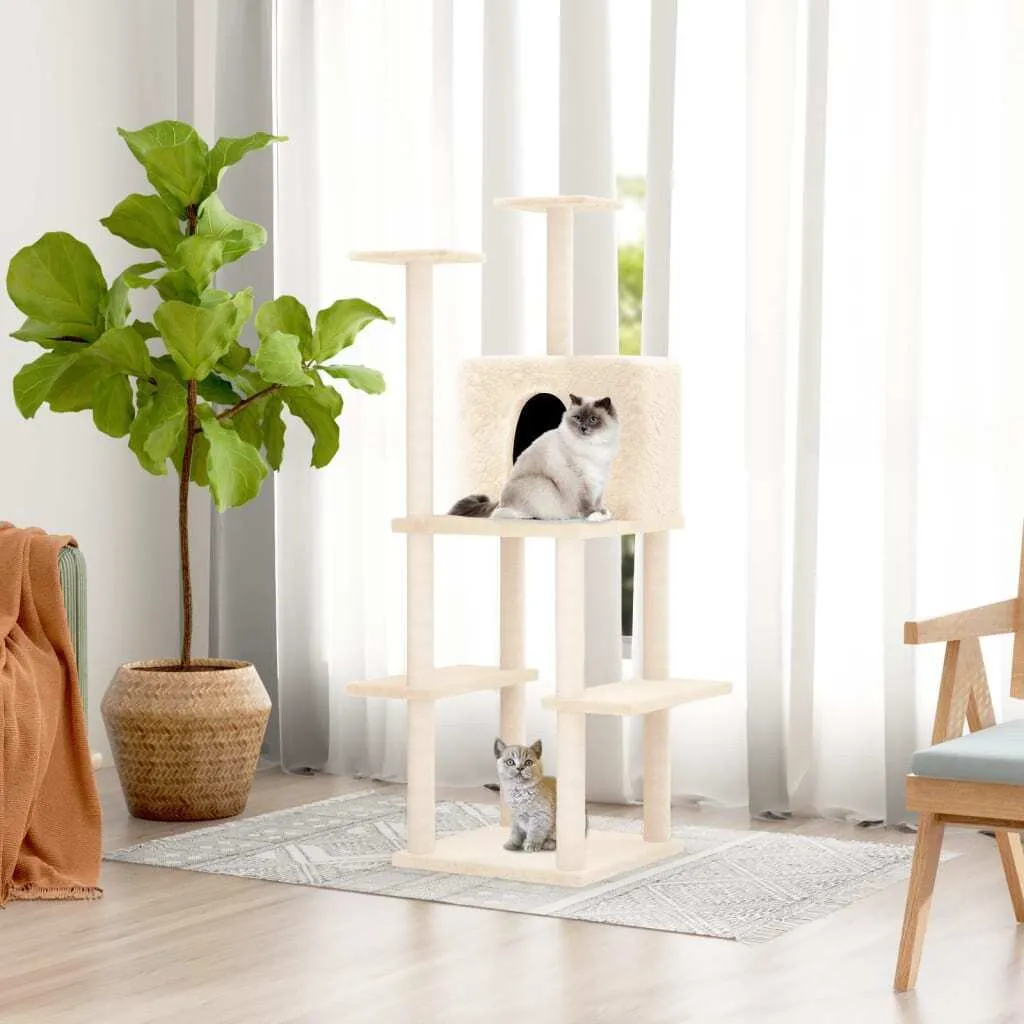 Best Möbel Albero da graffio con pali in Sisal Crema 144,5 cm - Alberi da graffio CL6038357 1pacco