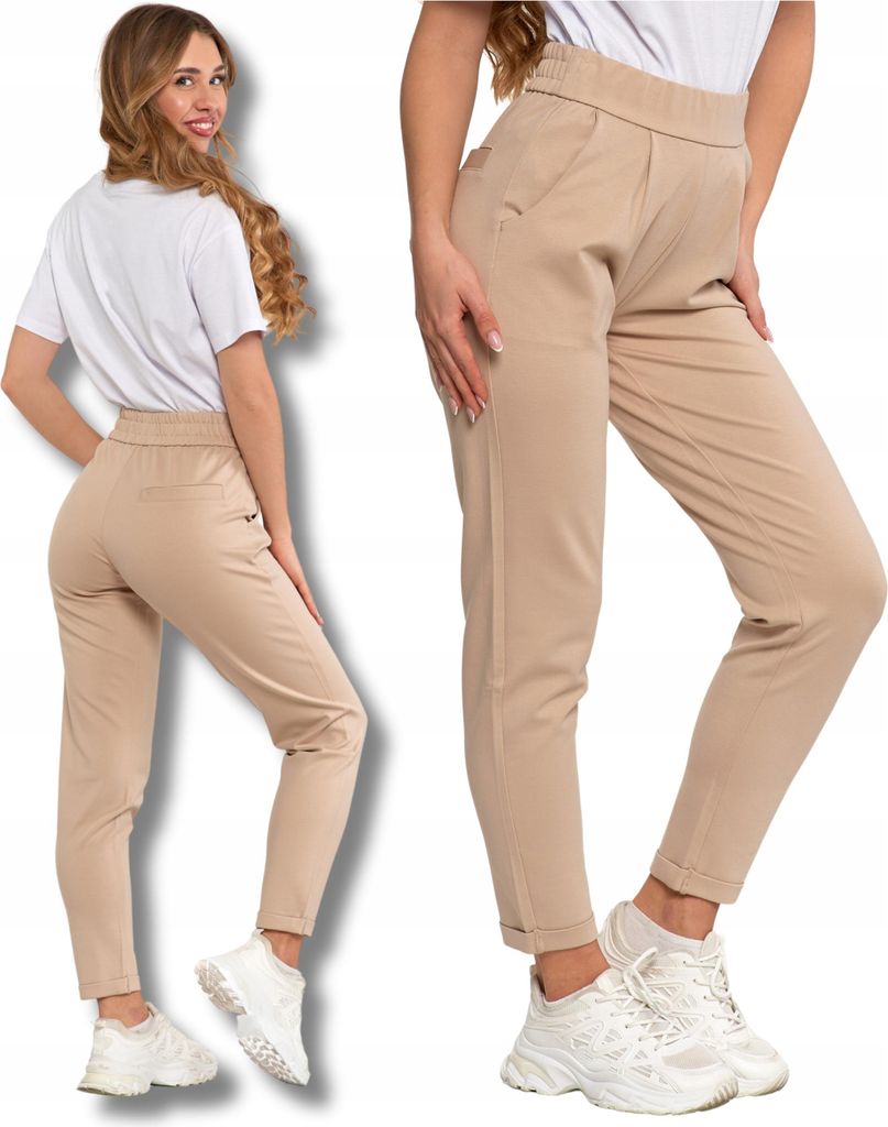 Beige Damen-DRESS-HOSE MORAJ mit geradem Bein Klassisch glatt XXL