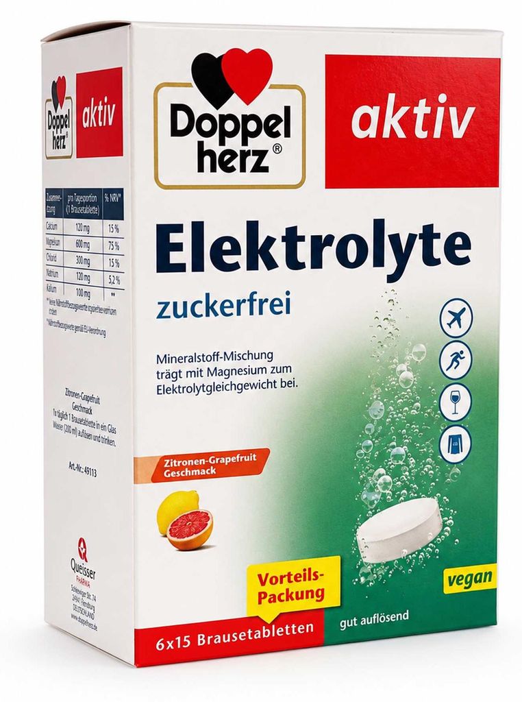 DOPPELHERZ Elektrolyten, suikervrije bruistabletten, 6 x 15 Productafbeelding 