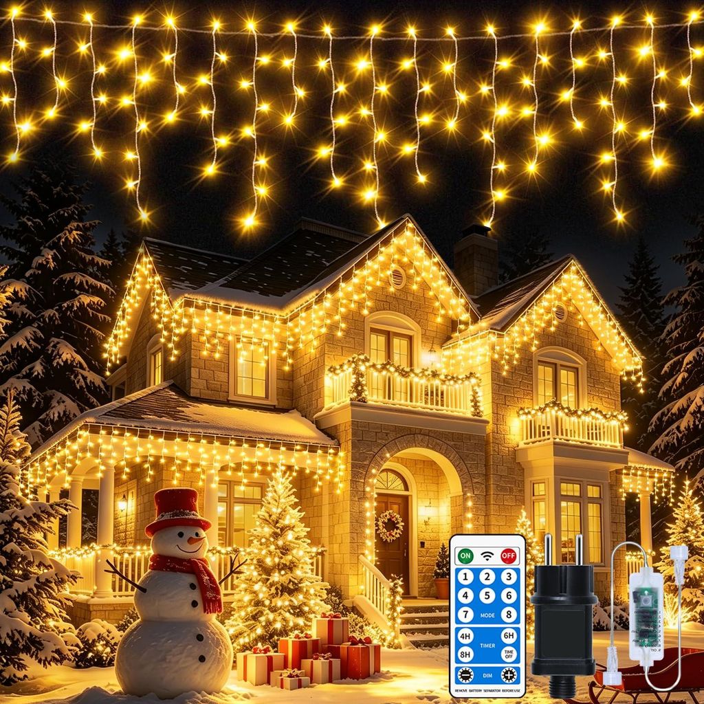 Eisregen-Lichterkette, 30 m, 660 LEDs, warmweiß, IP65