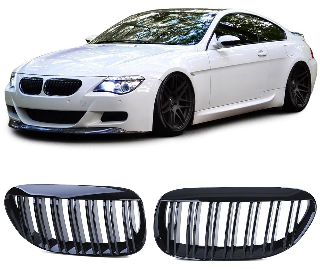 Sport Kühlergrill Doppelsteg SCHWARZ GLANZ passend für BMW 6er E63 E64 2004-2010 – Produktansicht