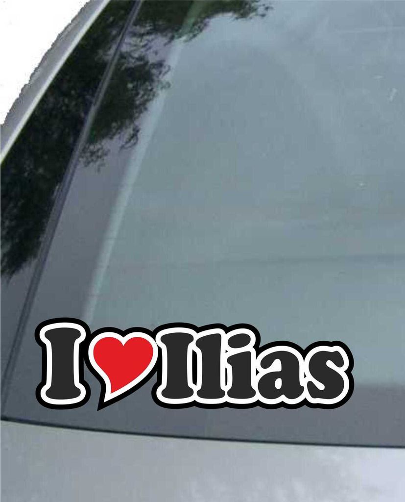 INDIGOS UG - Aufkleber / Autoaufkleber I Love Heart - Ich liebe mit Herz 15 cm - I LOVE Ilias - Auto LKW Truck - Sticker mit Namen vom Mann Frau Kind