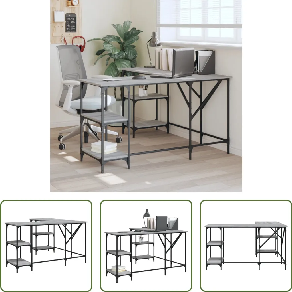 Scrivania Porta PC Angolare Grigio Sonoma 139x139 cm | Ampio Spazio