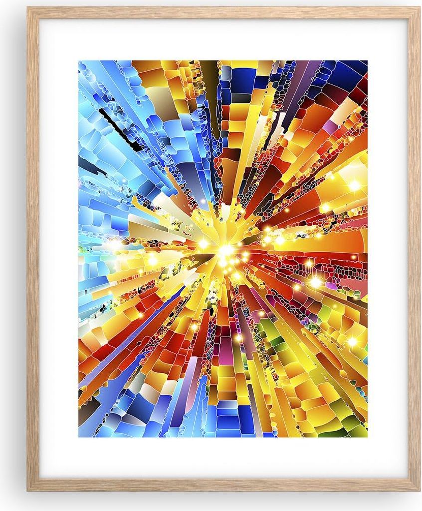 Gerahmtes Poster - Rahmen in heller Eiche - Abstraktion modern - 40x50 cm - Wand Bild - Wanddeko - Wandbilder - Wandposter - Bilderrahmen - Bilder ...