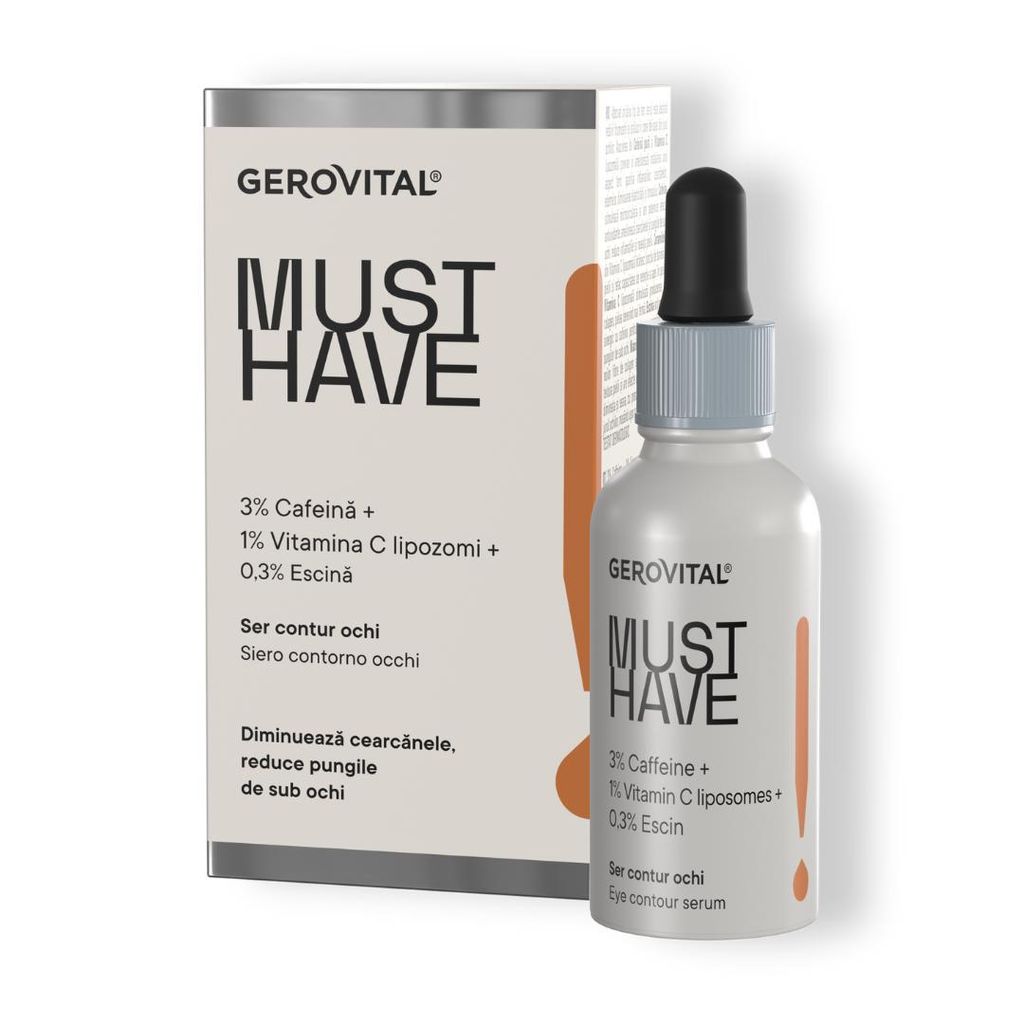 Gerovital Augenserum mit 3% Koffein & 1% Vitamin C – Gegen Augenringe & Tränensäcke, für empfindliche Haut , 30 ml