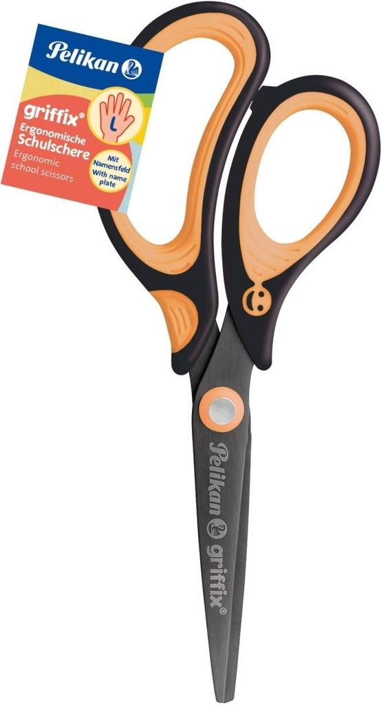 Schulschere griffix NeonBlack Linkshänder Spitz 15cm Produktbild 