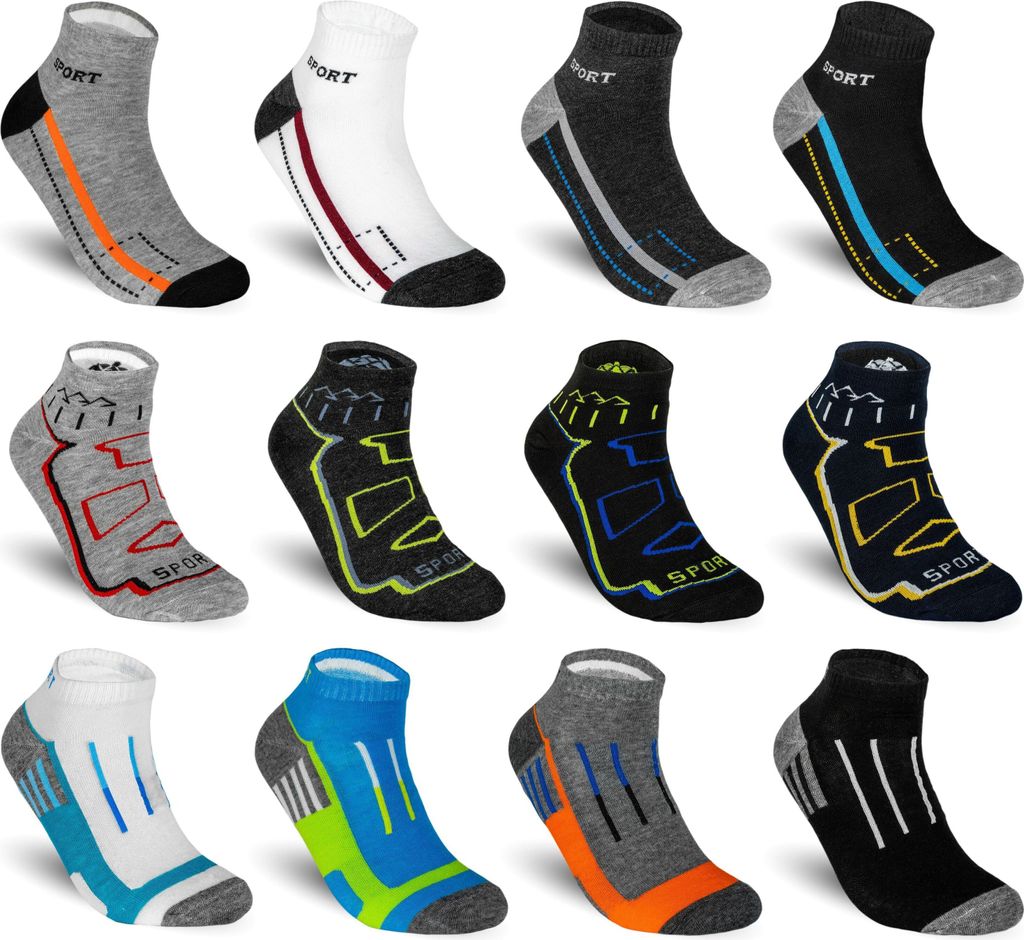 TEXEMP Sneaker Socken Herren & Damen 6 - 18 Paar Mehrfarbig Baumwolle Kurz | B9-11 - 43-46 - 18er Pack
