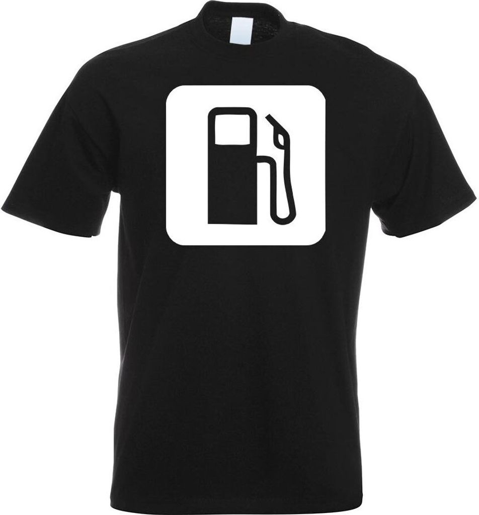 Kiwistar - T-Shirt - schwarz - Tankstelle Zapfsäule Piktogramme Herren Funshirt Bedruckt Design Sprüche Spruch Motive - mit Motiv Bedruckt - Funs...