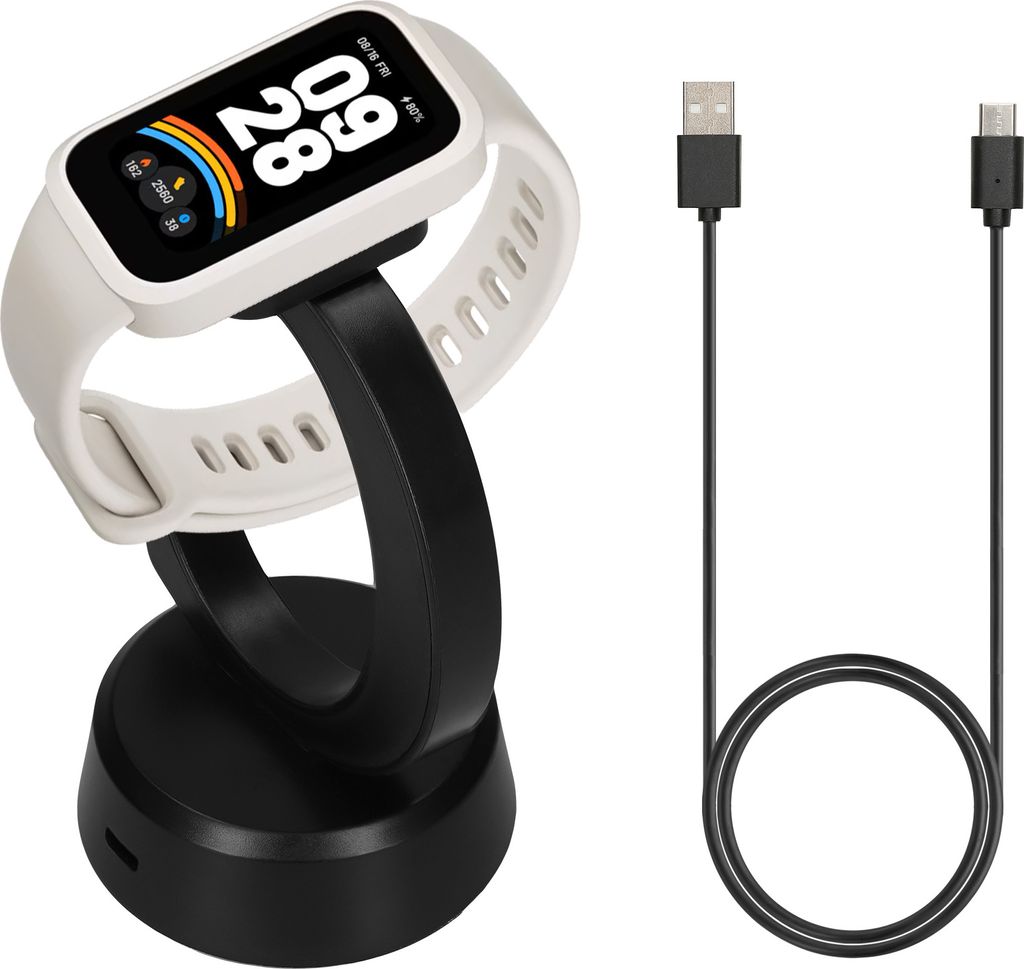 kwmobile USB Ladegerät kompatibel mit Xiaomi Mi Band 10 / Band 9 / 8 / 8Pro / Redmi Watch 3 Active - USB Kabel Charger Stand - Smart Watch Ladesta...
