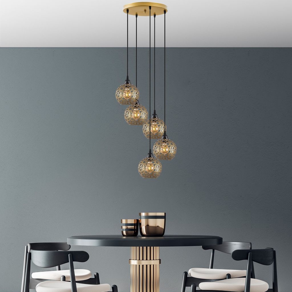 Opviq, Selcuklu - Mr-790-1, Kronleuchter, Schwarz, METALLKÖRPER, 60 x 60 x 111 cm