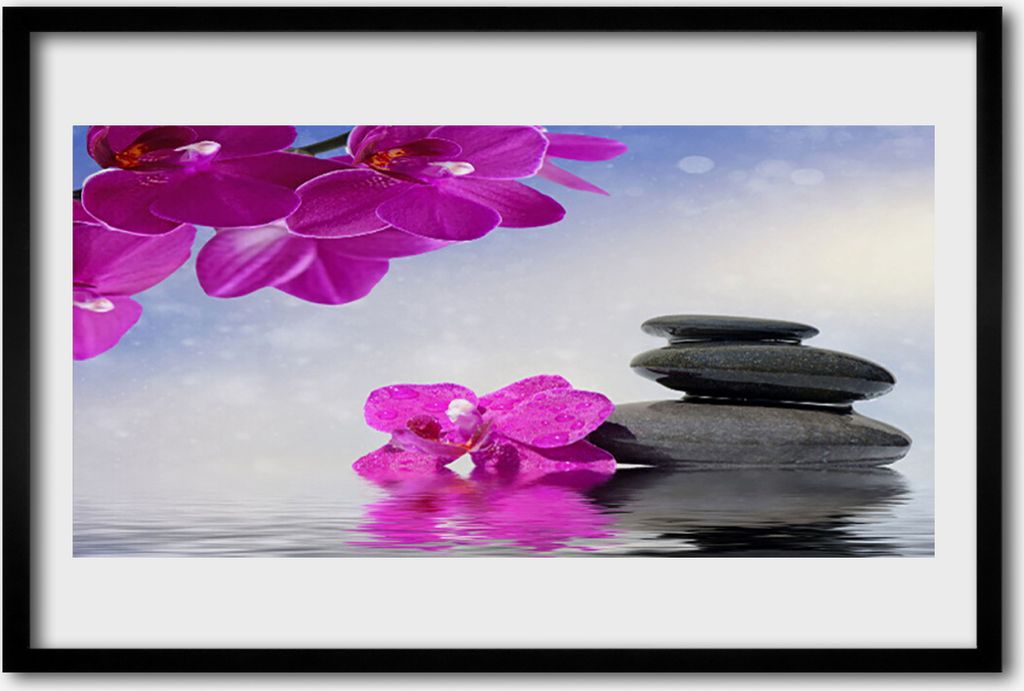 Bild 60x40 MDF-Rahmen Wandkunst Orchideen-Blumen-Pflanze