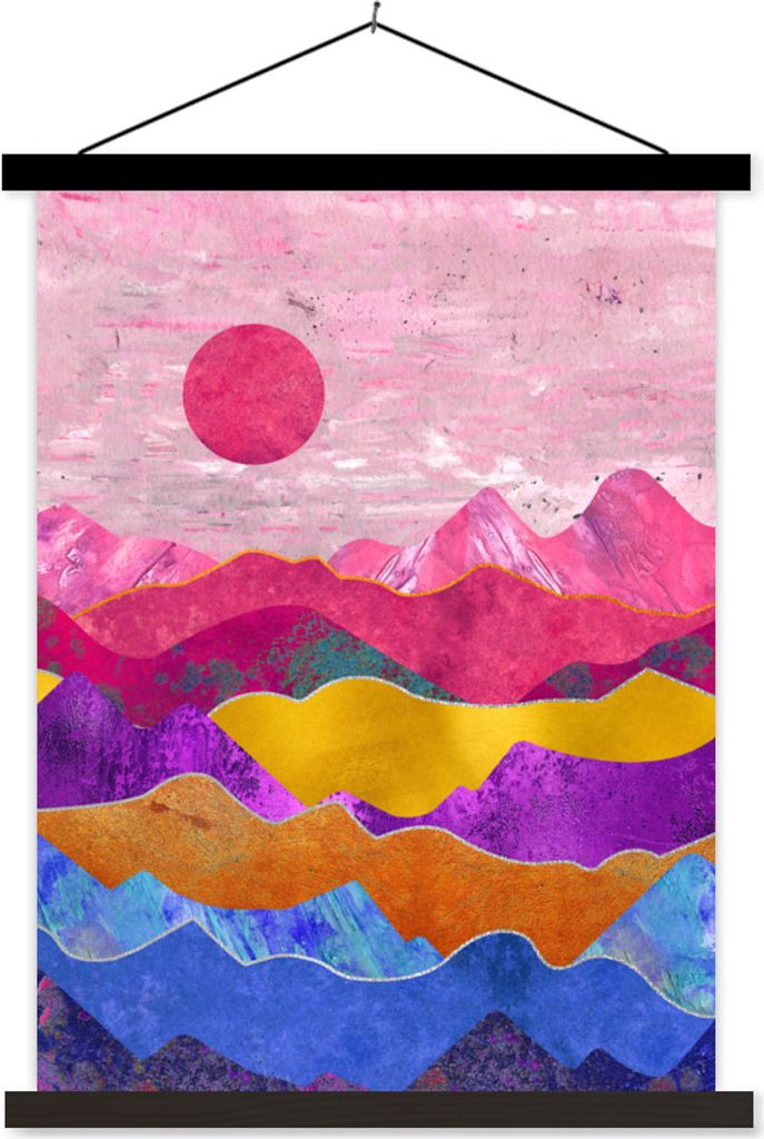 MuchoWow Textilposter Bi - Rosa - Marmor 120x160 cm mit schwarzem Rahmen - Magnetischer