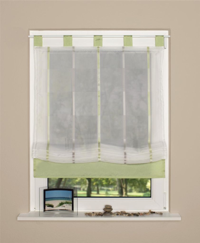 Home Wohnideen Schlaufenrollo Effektvoile Streifen 140 x 120 cm Grün