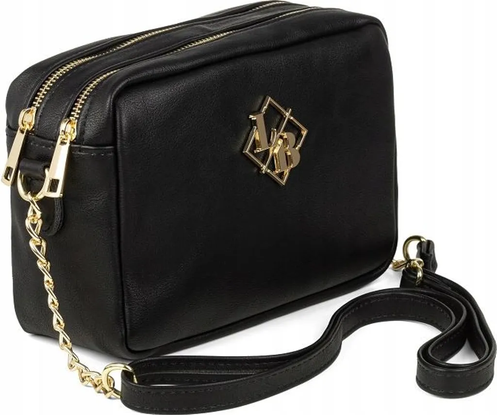 Sac messenger noir mat matelassé doté d'une chaîne d'épaule