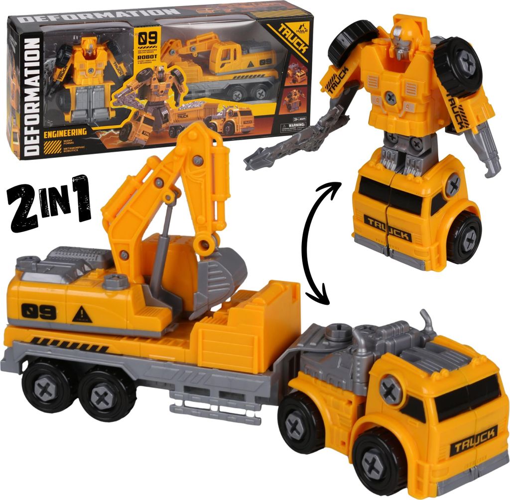MEGA CREATIVE 2-in-1 Roboter, der sich in ein Auto verwandelt+ Bagger auf Rädern, Spielzeug für Kinder ab 3 Jahren