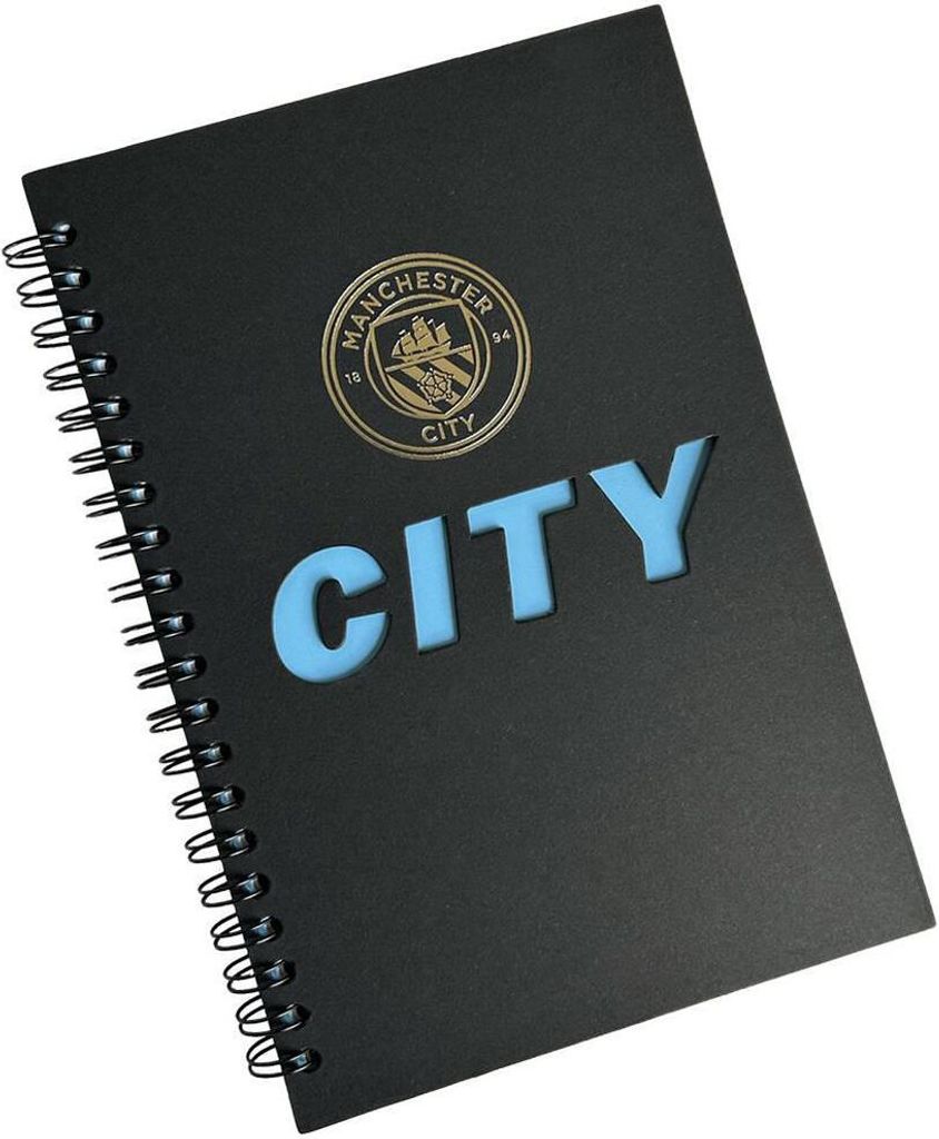 Manchester City FC - Notizbuch, Ausschnitt, A5 TA13376 (21 cm x 14 cm) (Schwarz/Blau/Gold)