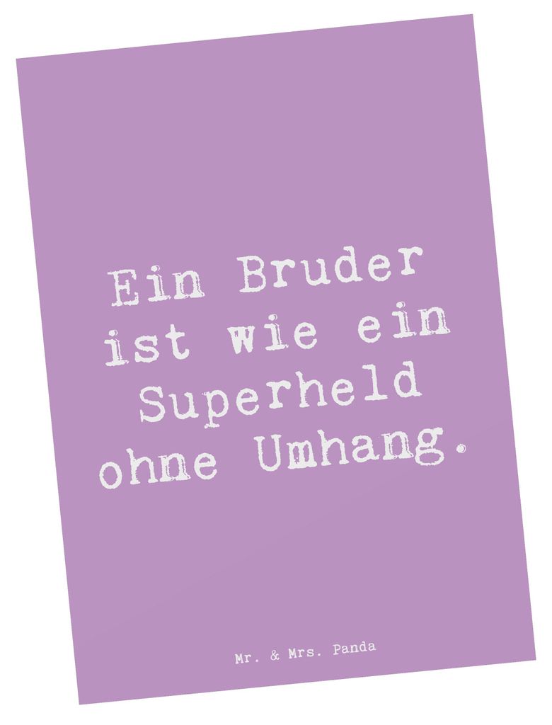 Mr. & Mrs. Panda Postkarte Spruch Bruder Superheld - Lavendeltraum - Geschenk, Aufmerksamkeit, Bedanken, Erinnerungen, Ansichtskarte, persönliche ...