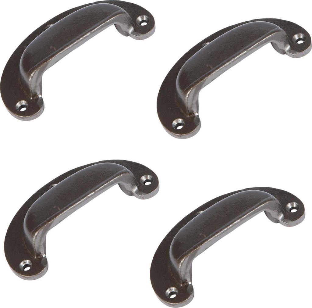 4x breites Lippenkabinettschublade Zug Gusseisen Schrank W96mm x H38mm RAW